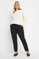 YOURS Plus Size Black Tie Waist Straight Leg Trousers | Yours Clothing 2