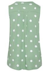 YOURS Plus Size Green Polka Dot Sleeveless Swing Blouse | Yours Clothing 6