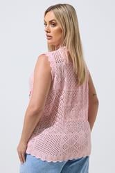 LIMITED COLLECTION Plus Size Pink Floral Knitted Waistcoat | Yours Clothing 2