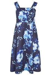 YOURS LONDON Curve Blue Floral Skater Dress