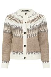 YOURS Plus Size Natural Brown Fairisle Knitted Cardigan | Yours Clothing 6