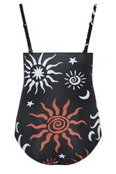 YOURS Plus Size Black Celestial Print Bandeau Swimsuit | Yours Clothing 9