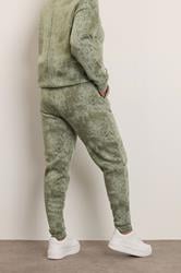 YOURS Plus Size Green Abstract Print Cuffed Joggers | Yours Clothing 2
