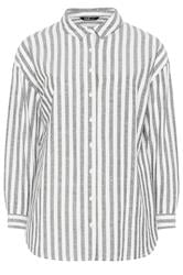 YOURS Curve Black & White Linen Stripe Shirt