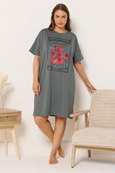 YOURS Plus Size Grey 'I Love You From My Head Tomatoes' Nightdress | Yours Clothing 3