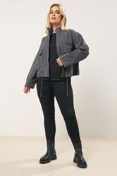 YOURS Plus Size Charcoal Grey Drop Shoulder Twill Jacket | Yours Clothing 1