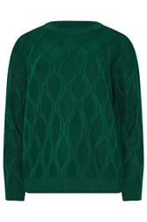 LTS Tall Dark Green Cable Knit Jumper