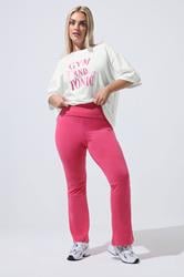 LIMITED COLLECTION Plus Size Hot Pink Fold Over Kick Flare Leggings | Yours Clothing 3
