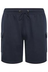D555 Big & Tall Navy Blue Elastic Waist Cargo Shorts