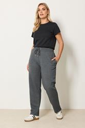 YOURS Plus Size Grey Tie Straight Leg Joggers | Yours Clothing 1