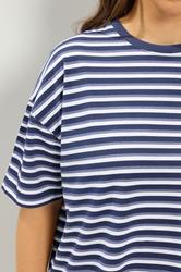 YOURS Plus Size Blue Stripe T-Shirt & Shorts Co-ord | Yours Clothing 5