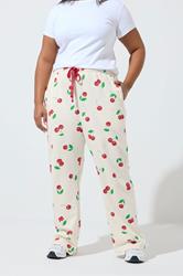 LIMITED COLLECTION Plus Size Cream Cherry Straight Leg Joggers | Yours Clothing 1