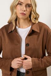 LTS Tall Women's Natural Brown Faux Suede Trucker Jacket | Long Tall Sally 4