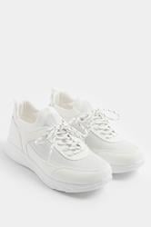 White Knitted Trainers In Extra Wide EEE Fit