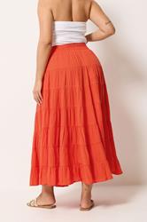 YOURS Plus Size Orange Tiered Maxi Skirt | Yours Clothing 2