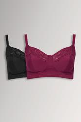 YOURSET 2 PACK Plus Size Red & Black Non-Padded Non-Wired Bras | Yours Clothing 3