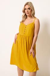 YOURS Plus Size Yellow Strappy Midi Sundress | Yours Clothing 1