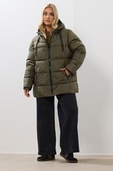 YOURS Plus Size Khaki Green Short Padded Coat | Yours Clothing 4