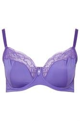 YOURS 2 PACK Plus Size Black & Purple Floral Underwired Bras | Yours Clothing 2