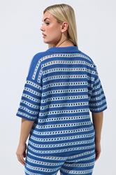 LIMITED COLLECTION Plus Size Blue Stripe Knitted Shirt | Yours Clothing 4