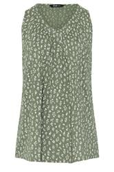 YOURS Curve Olive Green Ditsy Floral Vest Top