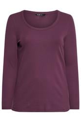 YOURS Curve Purple Ribbed Scoop Neck Top