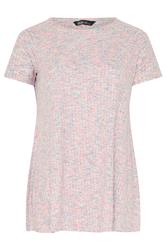 YOURS Plus Size Pink Marl Soft Touch Ribbed Top | Yours Clothing 5