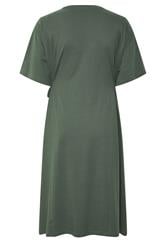 YOURS Plus Size Khaki Green Front Tie Midi Dress | Yours Clothing 6