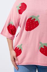 LIMITED COLLECTION Plus Size Pink Strawberry knitted Boxy Top | Yours Clothing 4