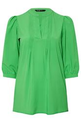 YOURS Curve Green Woven Check Pintuck Blouse