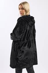 YOURS Plus Size Black Faux Fur Longline Zip Hoodie | Yours Clothing 2