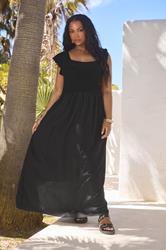 YOURS Plus Size Black Crochet Detail Woven Dress | Yours Clothing 1