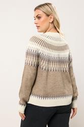 YOURS Plus Size Natural Brown Fairisle Knitted Cardigan | Yours Clothing 4