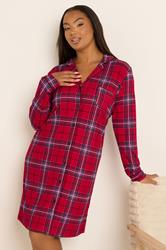YOURS Plus Size Red Check Button Through Soft Touch Nightdress | Yours Clothing 1
