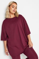 YOURS Plus Size Burgundy Red Boxy Oversized T-Shirt | Yours Clothing 2