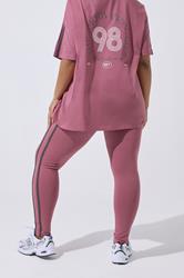 YOURS ACTIVE Plus Size Pink Side Stripe Leggings | Yours Clothing 4