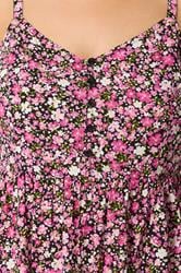 YOURS Plus Size Pink Ditsy Floral Strappy Midi Sundress | Yours Clothing 4