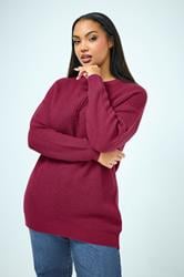 YOURS Plus Size Burgundy Red Essential Knitted Jumper 3