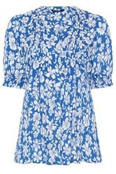 EVANS Curve Blue Floral Pintuck Blouse