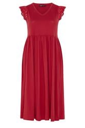 Yours Curve Red Broderie Sleeve Maxi Dress
