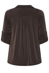 EVANS Plus Size Chocolate Brown Long Sleeve Blouse | Evans 2