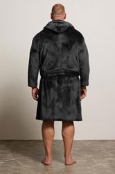 BadRhino Big & Tall Black Soft Fleece Dressing Gown | BadRhino 1