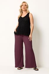 YOURS Plus Size Burgundy Red Bubble Textured Trousers | Yours Clothing 3
