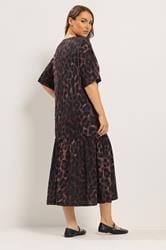 YOURS Plus Size Brown Leopard Print Drop Waist Maxi Dress | Yours Clothing 1
