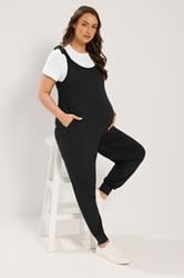 BUMP IT UP MATERNITY Curve Black Oversized Jumpsuit | Yours Clothing 3