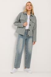 LTS Tall Grey Brushed Button Trucker Jacket | Long Tall Sally 4