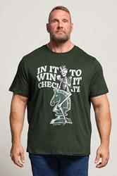 JACK & JONES Big & Tall Duffel Green Chess Graphic T-Shirt | BadRhino 3