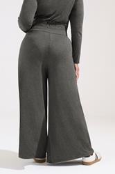 BUMP IT UP MATERNITY Plus Size Charcoal Grey Extra Wide Leg Trousers | Yours Clothing 3