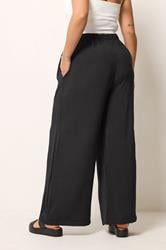 YOURS Plus Size Black Wide Leg Twill Trousers | Yours Clothing 2