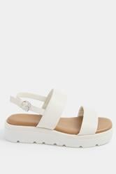 White Faux Leather Padded Wedge Sandals In Extra Wide EEE Fit | Yours Clothing 2